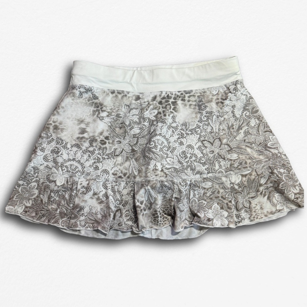 Unbranded Women Athletic Skort Floral Lace Leopard Print Tennis Skirt White Gray